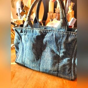 Prada Denim Canapa Small Tote